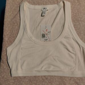 Women's White Ribbed Tank Top